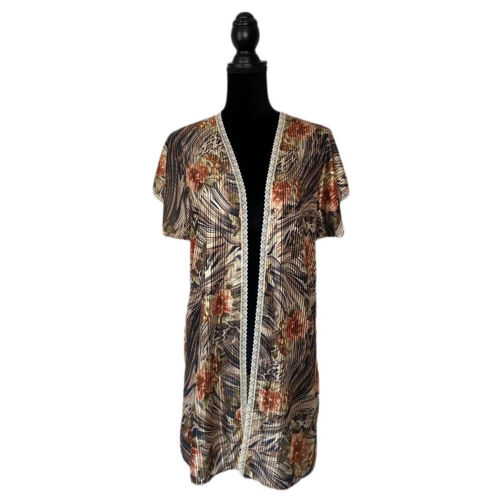 Vintage Animal Floral Print Kimono - Women's Size M
